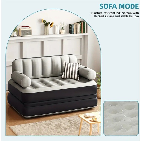 Queen Air Mattress with Built in Pump-Inflatable Blow Up Sofa & Bed Mattress - Picture 2 of 6